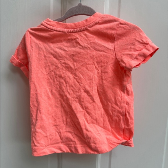 Cat & Jack 12M Girls Highlighter Orange Butterfly Pocket Short Sleeve Tee Blouse - Picture 5 of 5